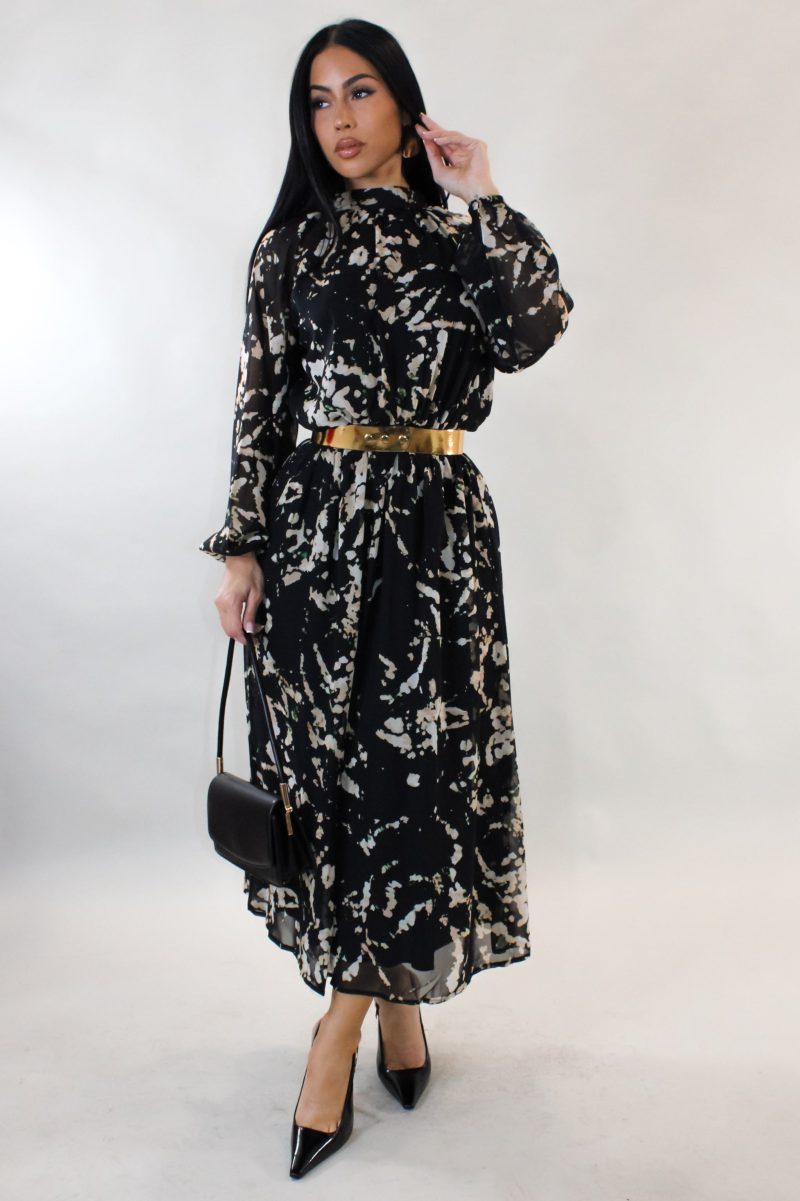 Destiny Midi Dress - Black