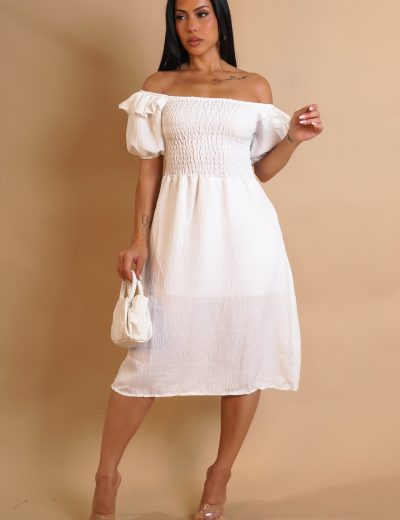 Soft Allure Midi Dress - White