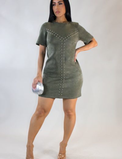 Make You Notice Mini Dress - Olive