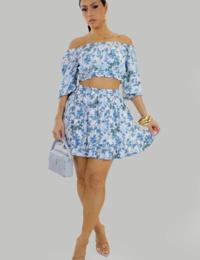 Fresh Feel Skirt Set - Blue